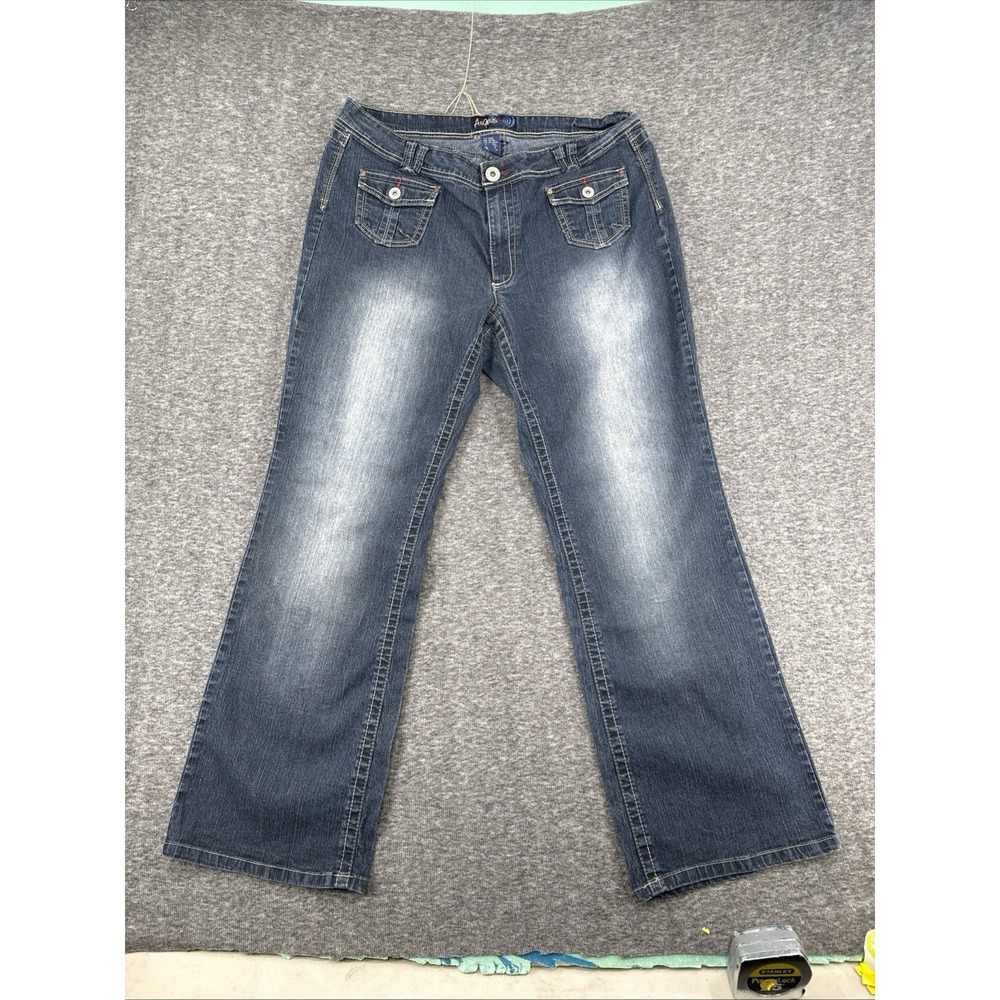 Angels Jeans Womens Plus Size 20 Bootcut Y2K Dark Wash Flap Pocket Stretch Denim